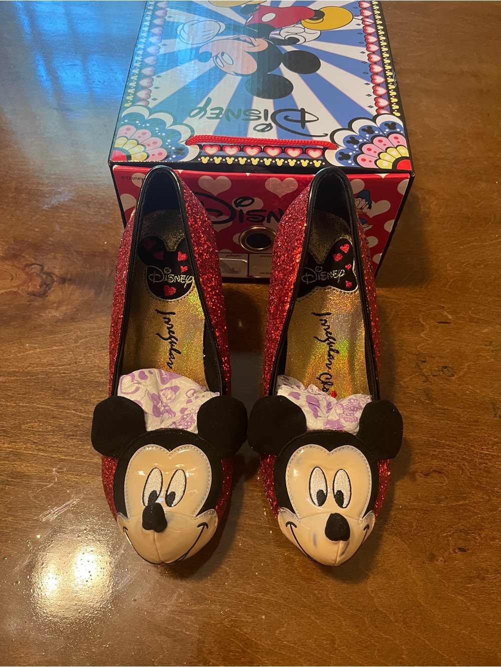Irregular Choice/Disney “Oh Boy” Red Glitter Mickey Mouse Heels